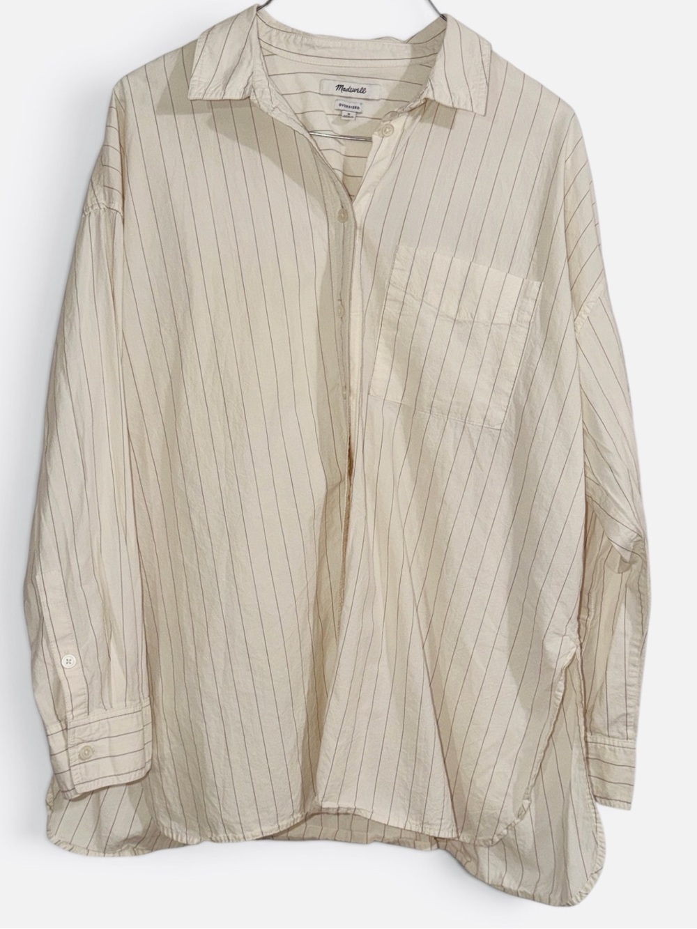 Madewell The Signature Poplin Oversized Shirt in Stripe size medium - Picture 4 of 12